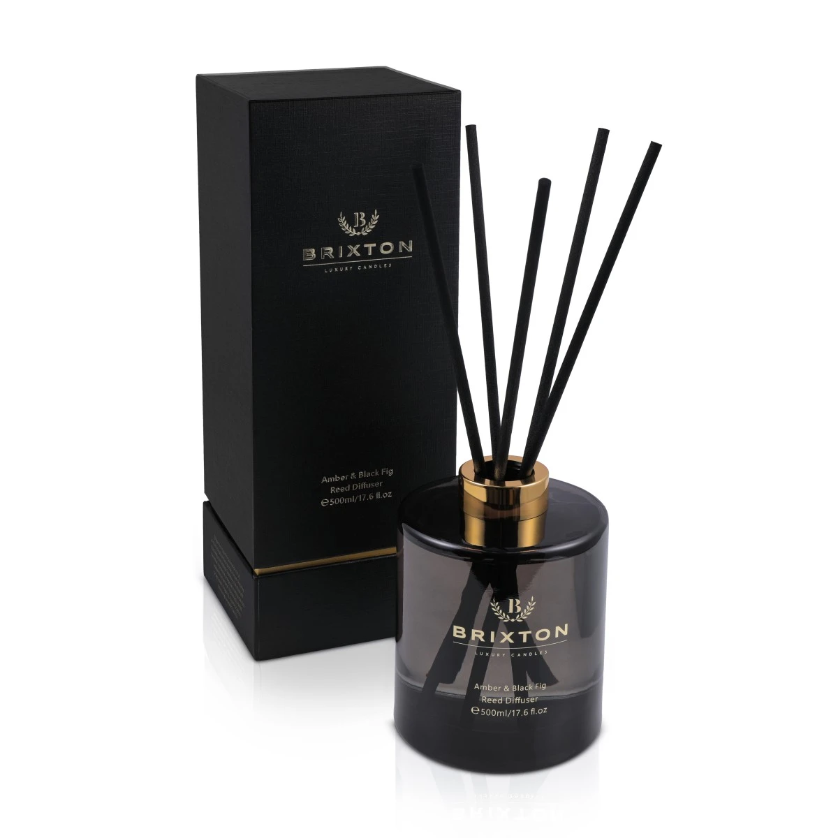 Dyfuzor zapachowy w szkle z patyczkami 500ml Amber & Black Fig